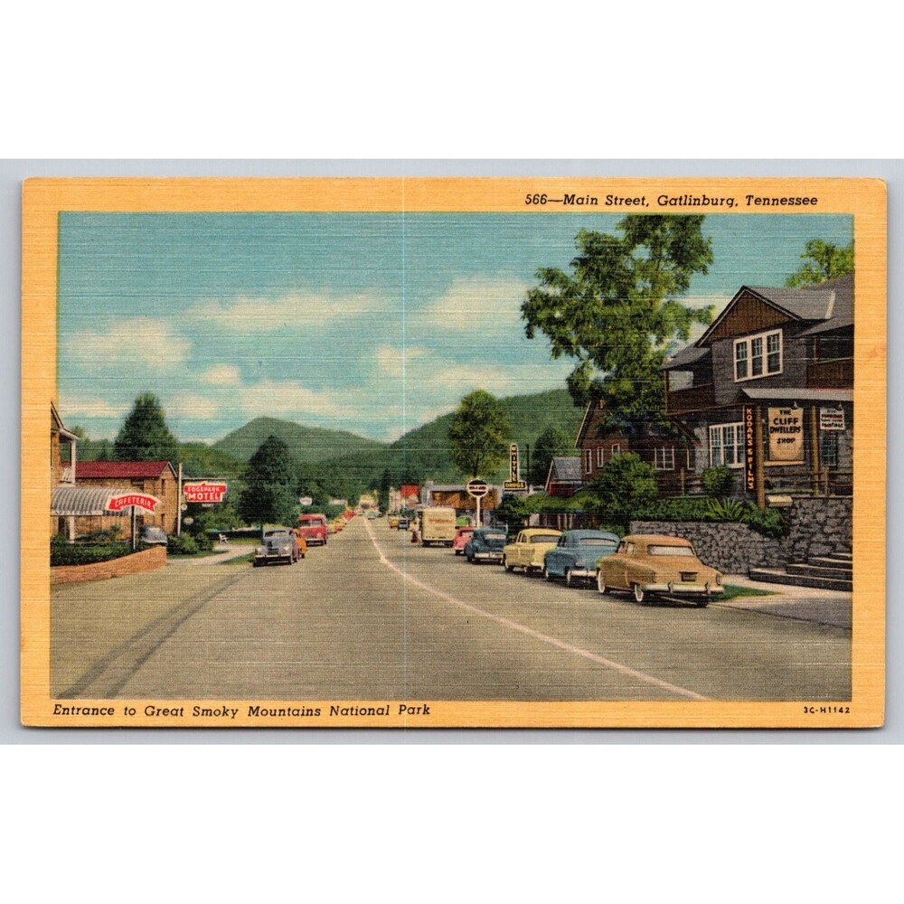 Postcard Tennessee Gatlinburg Main Street Great Smoky Mountains National Park